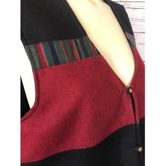 VINTAGE Handmade 100% Wool Made In Napal Vest black & wine size medium - Picture 4 of 16